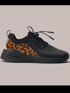 Clove Black Athletic Sneakers with Leopard Accent